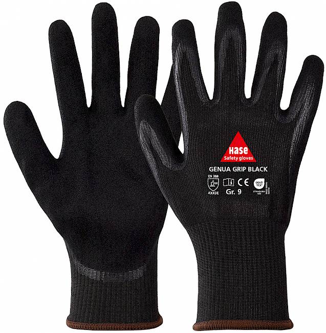 Genua Grip Black, Hase Safety Gloves GmbH, Arbeitsschutzprodukte, Sicherheitshandschuhe, Schutzhandschuhe, Handschutz