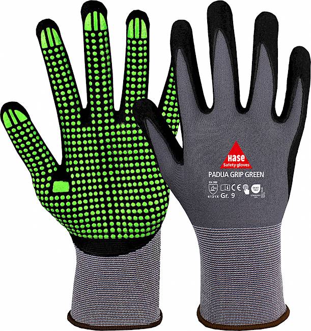 Padua Grip Green, Hase Safety Gloves GmbH, Arbeitsschutzprodukte, Sicherheitshandschuhe, Schutzhandschuhe, Handschutz
